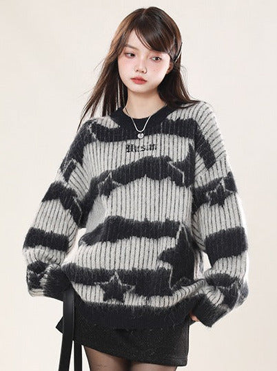 American Retro Star Border Loose Knit