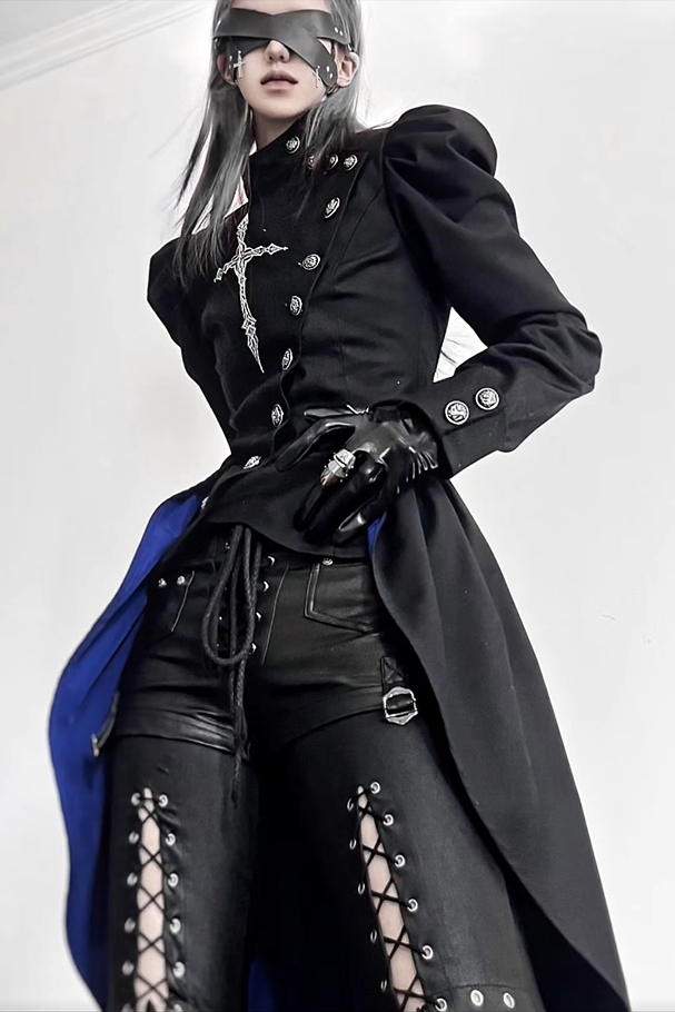 【9月28日予約締切】Prince-Style Gothic Cross Embroidered Coat Jacket With Train