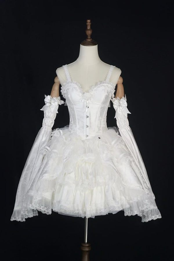 [Pre-order Deadline: January 8] Dark Gothic Train Jacquard Bustier Dress + Hime Sleeve Set