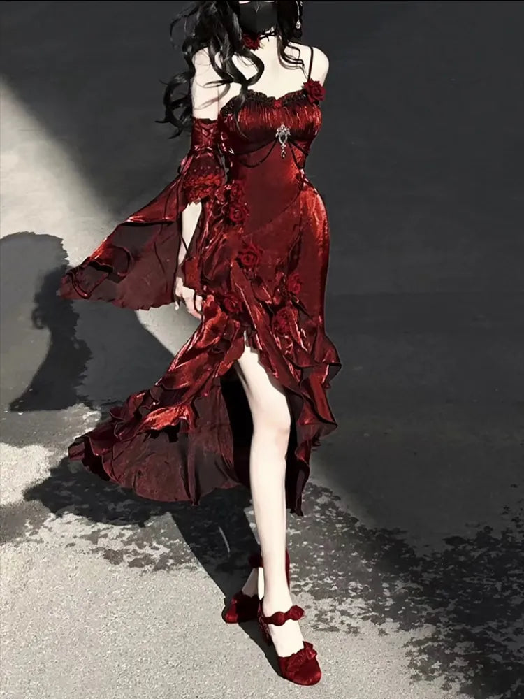 Amour Rose Burgundy Wizard of Oz Serena Purple Mermaid Dress Set