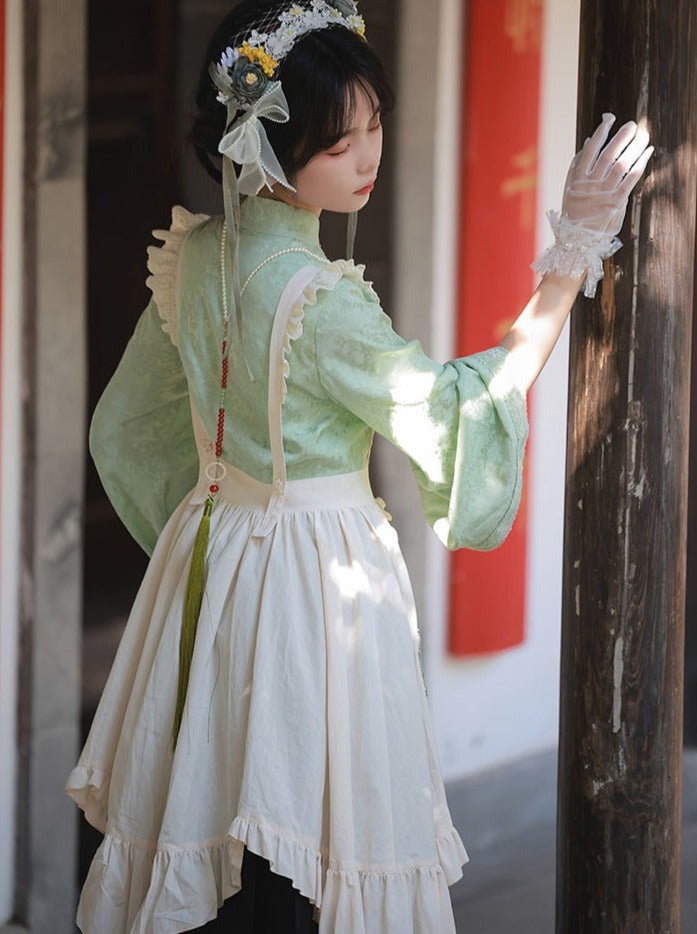 Lanting Jackdawop】withpuji original design fake three-piece embroidered Hanyang eclectic Ming horse face dress