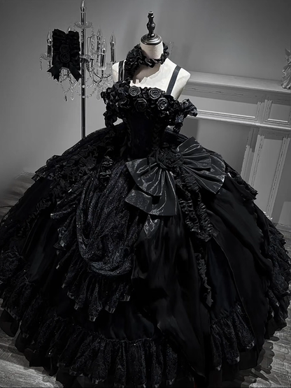 [Pre-order] Gothic Rose Wedding Lolita Gorgeous Tiered Corset JKS Dress