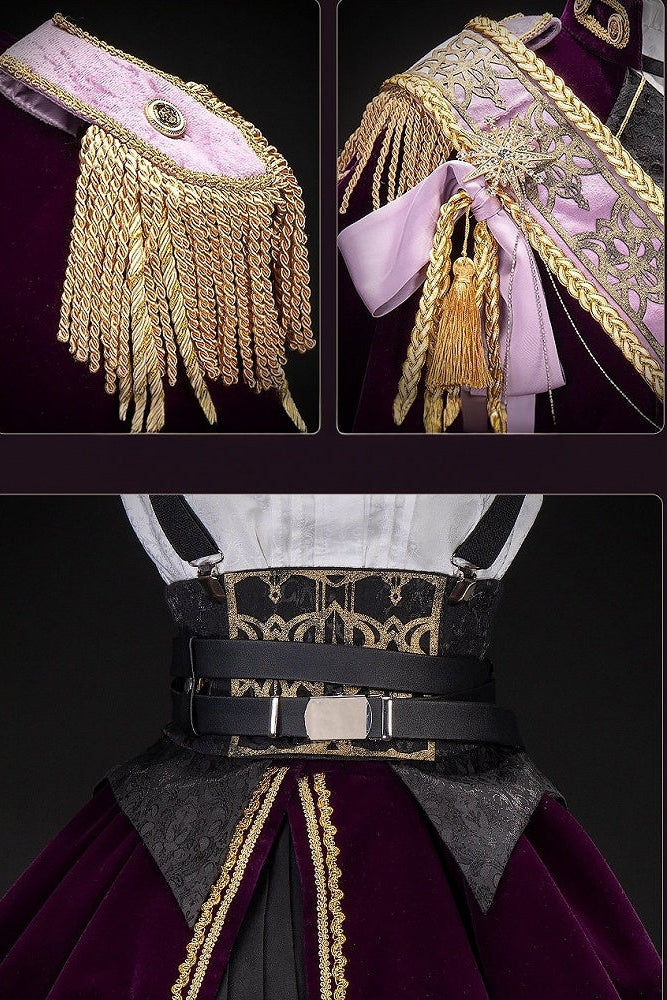 [Pre-order Deadline: December 7] Purple & Gold Royal Prince-Style Military Lolita Coordinated Outfit 1/2 + Full Set, Ouji Fashion