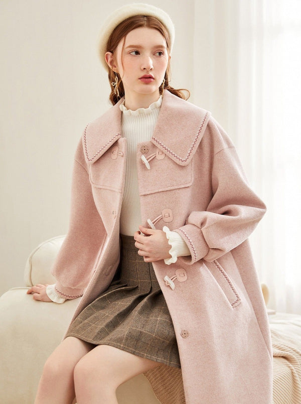 Stitched Mid-Length Horn Button Coat