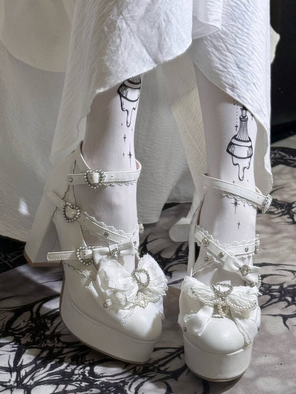 【12月12日予約締切】ジェムストーンパールリボンロリータハイヒール