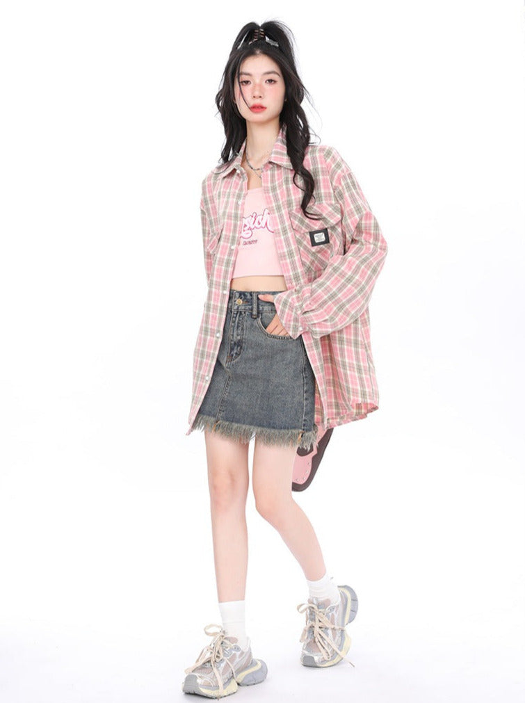 Retro Check Loose Shirt Jacket