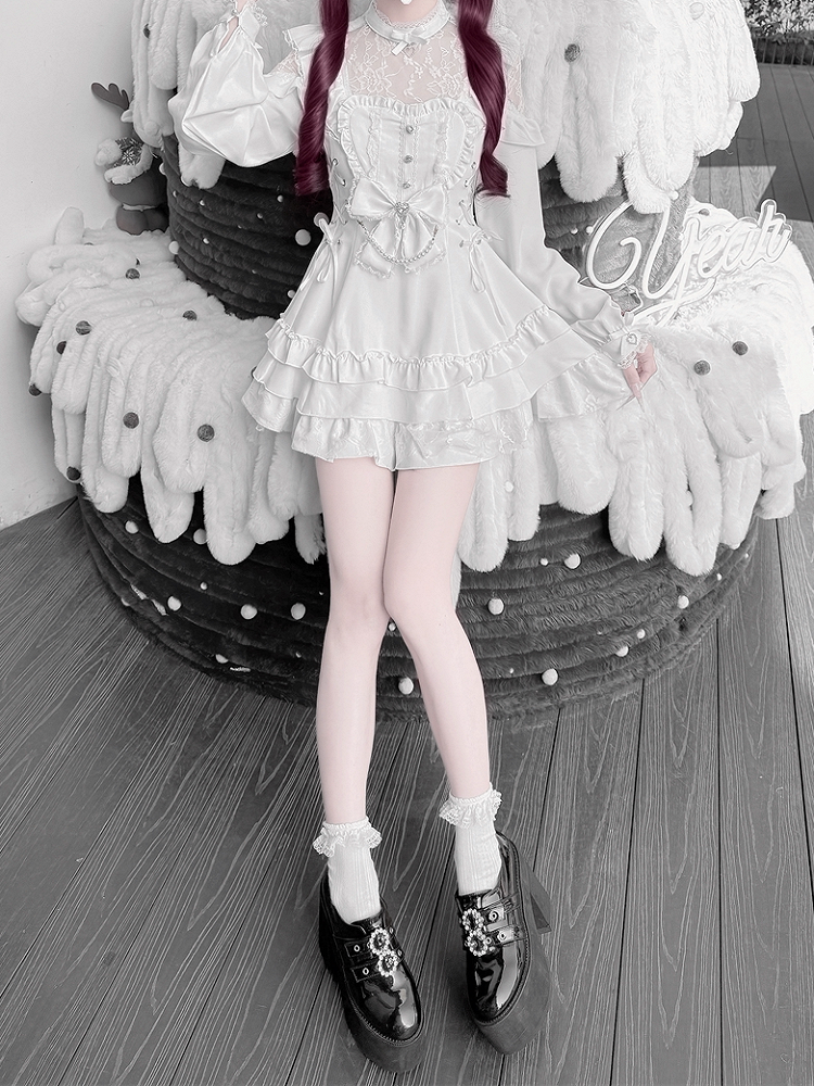 [Pre-order Deadline: April 22] Sweet and Gothic Floral Lace Ruffle Ribbon Dress Suit Full Set