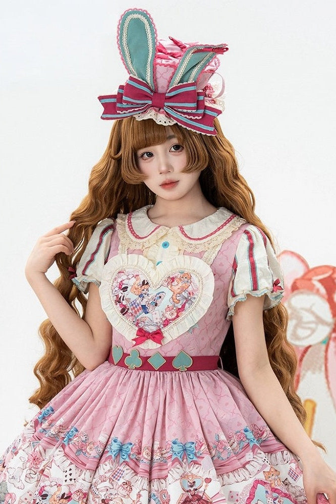 [Pre-order Deadline: July 1] Pink x Green Alice Cat Sweet Lolita Series Accessories (Bunny Ear Ribbon Hair Clip, Bunny Ear Ribbon Brooch, Bunny Ear Ribbon Tea Cup Hat, Back Ribbon Train)