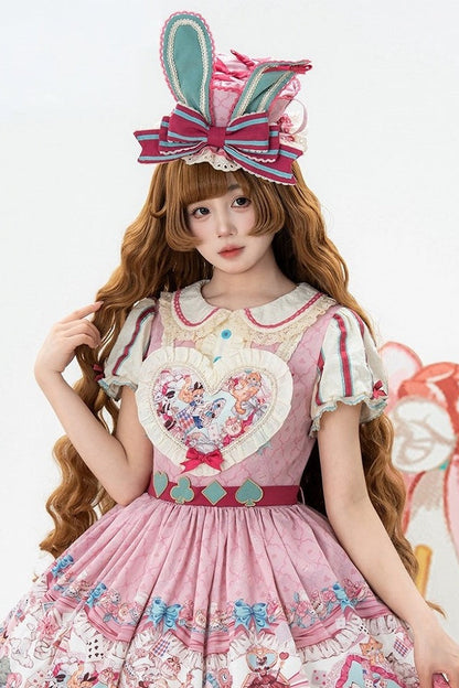 [Pre-order Deadline: July 1] Pink x Green Alice Cat Sweet Lolita Series Accessories (Bunny Ear Ribbon Hair Clip, Bunny Ear Ribbon Brooch, Bunny Ear Ribbon Tea Cup Hat, Back Ribbon Train)