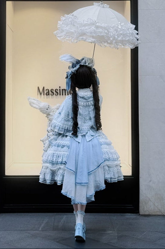 [Pre-order Deadline: July 13] Blue x White / Red x Pink Sweet Lolita Rabbit Series Accessories (Rabbit Ears Headband Tail Ribbon Train)