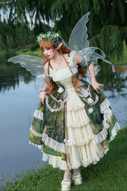 【8月23日予約締切】Elegant Forest Floral Oil Painting Print Classical Lolita series accessories（Back ribbon train・detachable sleeves）