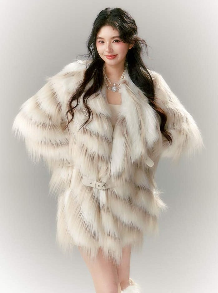 Marbled Milky Over Fur Coat