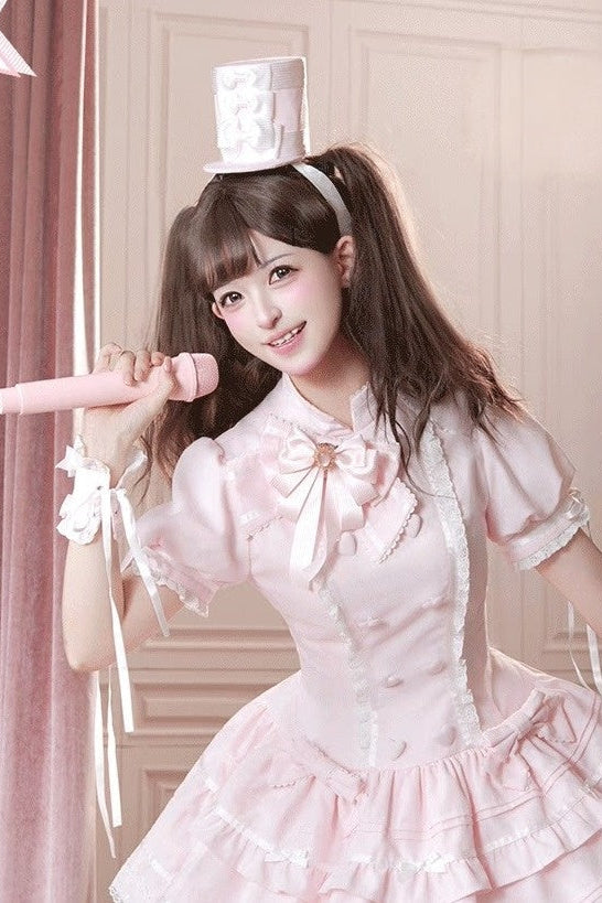 【10月23日予約締切】Pink Sweet Lolita Series Accessories (Jewel Ribbon Brooch + Ribbon Hat + Wrist Cuffs)