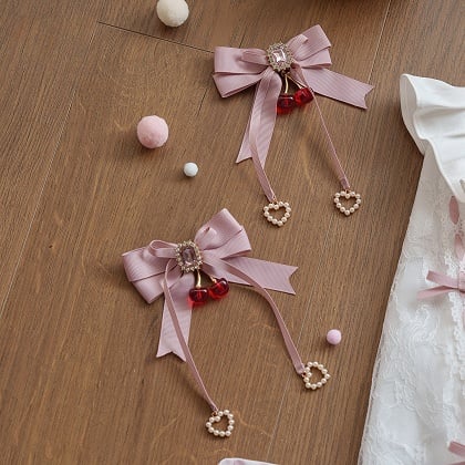 【5月5日予約締切】ピンクチェリープリントレースリボンうさ耳エプロンJSKドレス＋アクセサリー