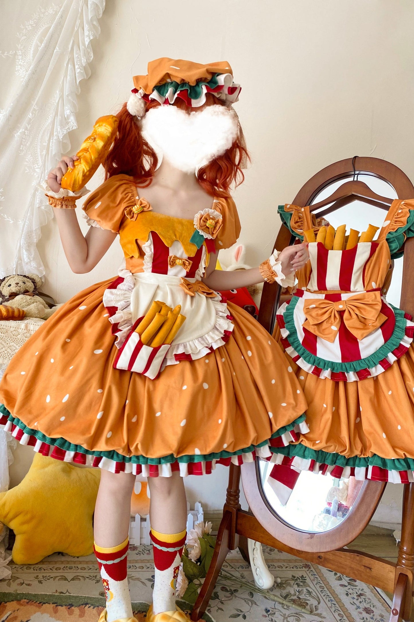 [Reservierungsschluss 18. April] Köstlicher Burger Süßes Knospenrock-Kleid-Set