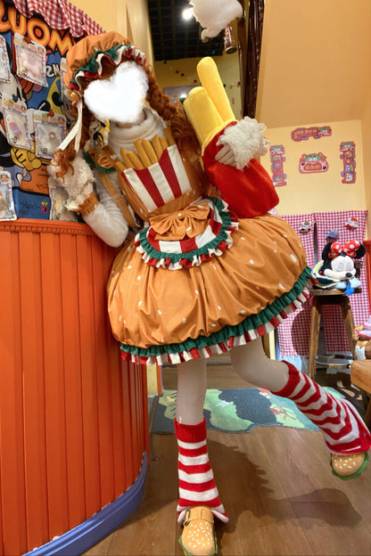[Reservierungsschluss 18. April] Köstlicher Burger Süßes Knospenrock-Kleid-Set