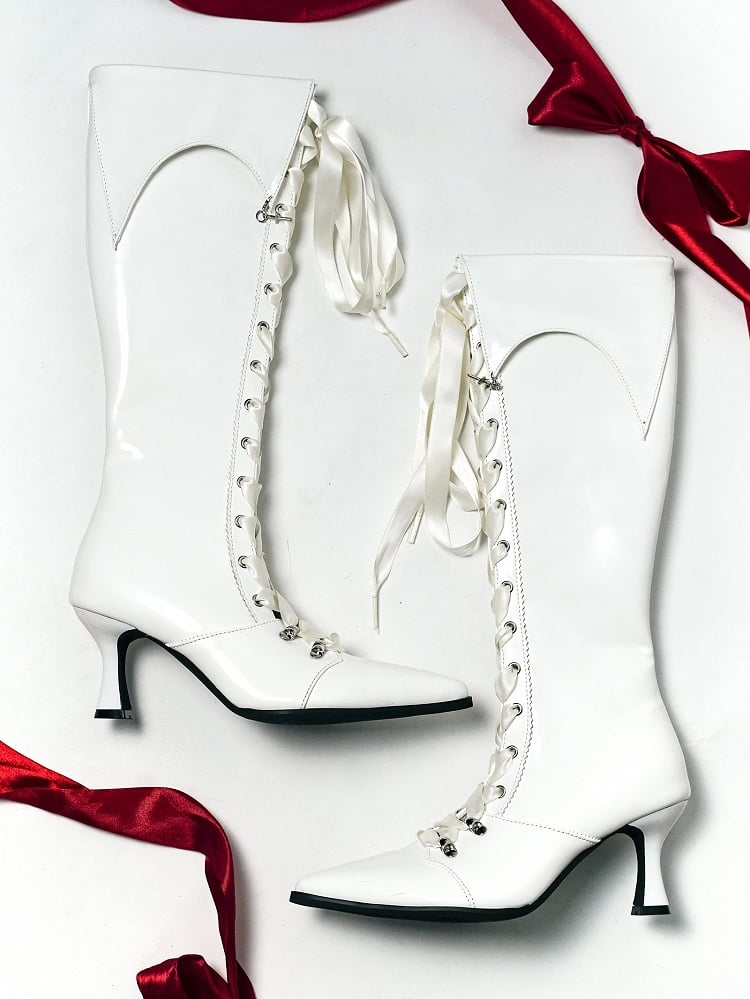 【12月19日予約締切】ポインテッドトゥゴシックロリータロングブーツ＋ブラックレーススペシャルバージョン