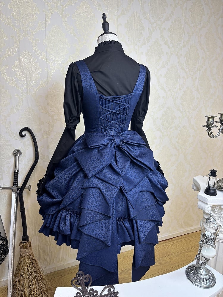 [Précommande jusqu'au 18 avril] Robe corset Lolita gothique à motif sombre et dentelle violette