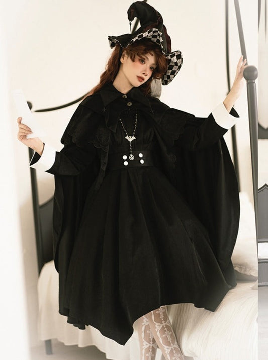 Sleeping spell op] withpuji original design Gothic nun style neckline embroidered irregular skirt lo skirt