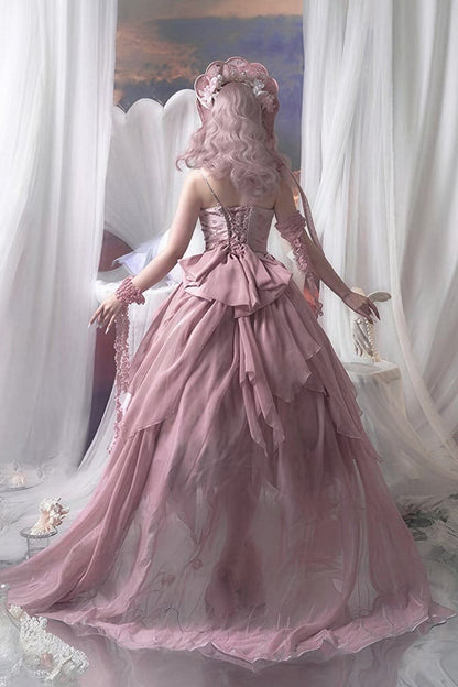 [Reservierungsschluss 1. Juni] Dunkelblau/Pink/Dunkelpetrol Atlantis Dark-Fantasy-Lolita Sternen-Korsett asymmetrisches Bustier-JKS-Kleid