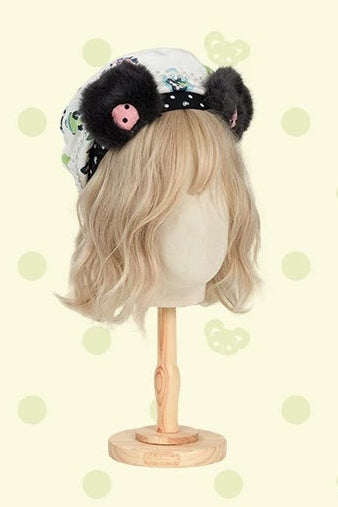 [Reservierungsschluss am 1025] Pink/Grüne Chinoiserie-Lolita-Sweet-Panda-Serie Accessoires (Teetassen-inspirierter Minihut, Pandaohren-Haube, Pandaohren-KC, Pandaohren-Barett, Haarclip, Halskette, Handtasche, Quastenbrosche, Socken)