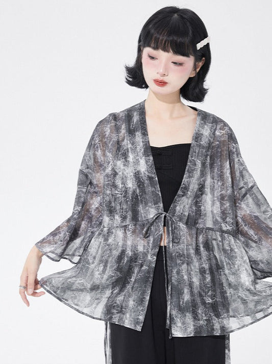 차이나드랙프린트샤츠카르데인 