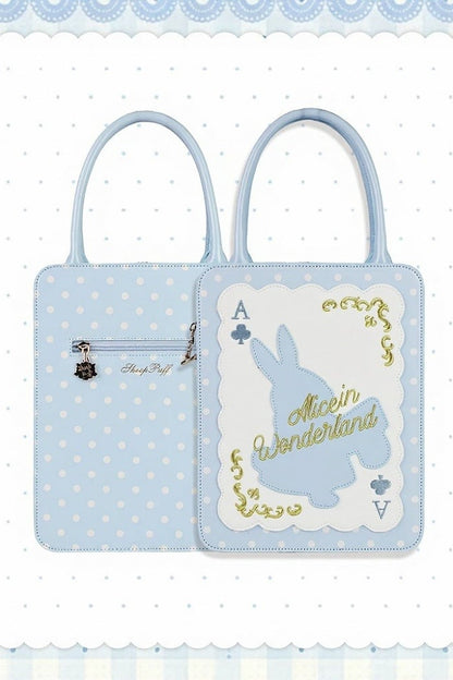 [Clôture des réservations le 16 juillet] Sac carré Alice fantaisie lapin cartes à pois avec bandoulière