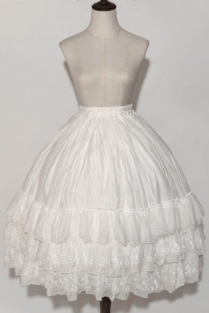 【10月28日予約締切】Black/White/Red Tiered Lace Ruffle Lolita Skirt