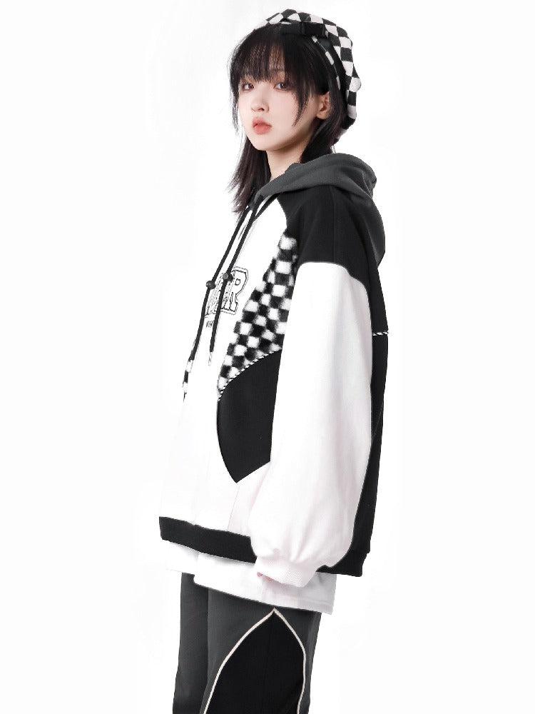 Dark Island Black White Coloured Block Fluffy Fleece Jacket Vest Pants Suit