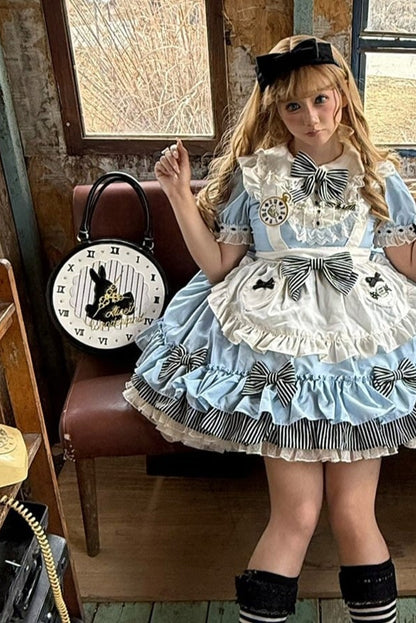[Date limite de précommande : 16 juillet] Sac à main horloge lapin fantasy Alice (avec bandoulière)