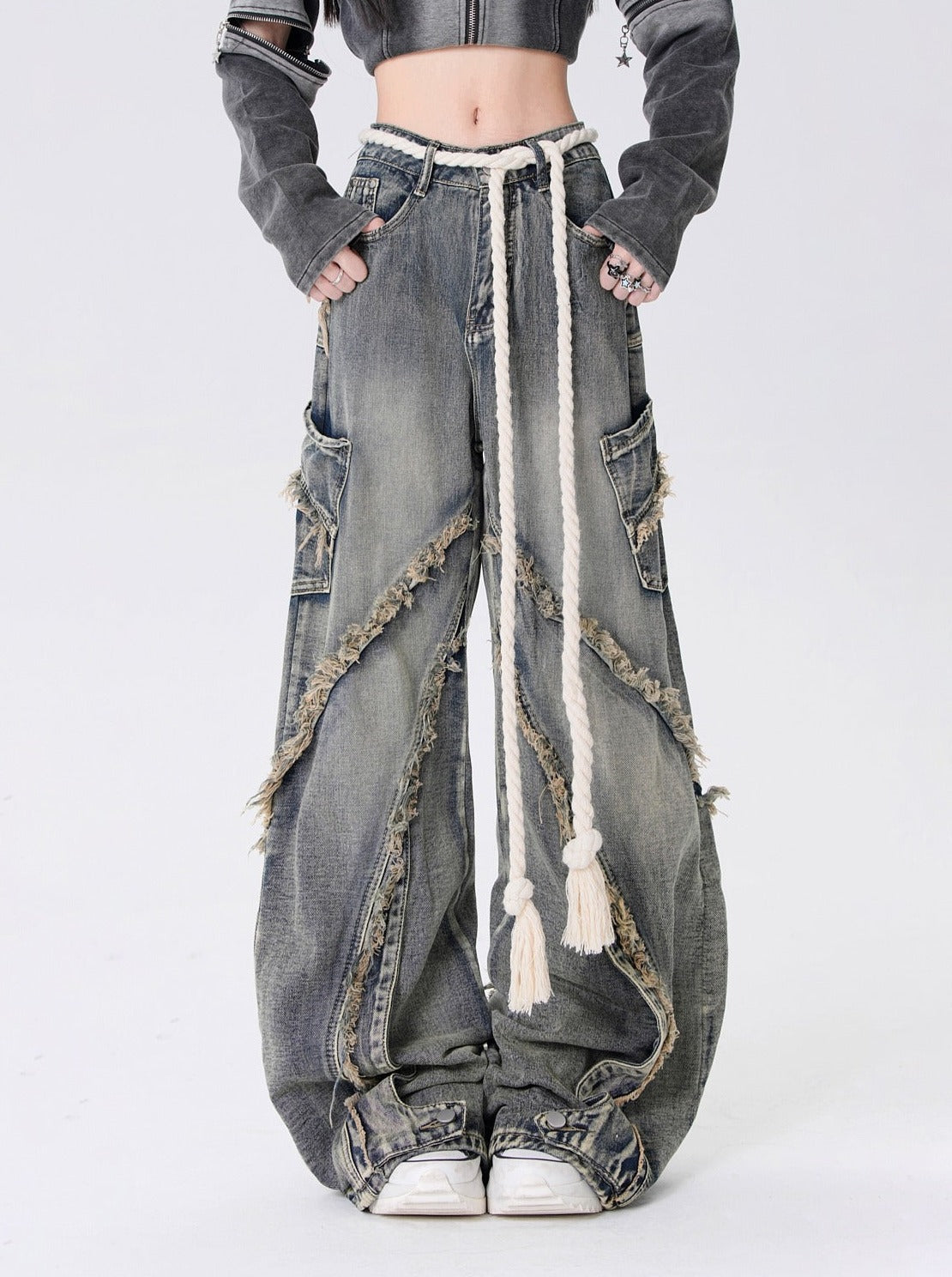 Osh denim design straight pants