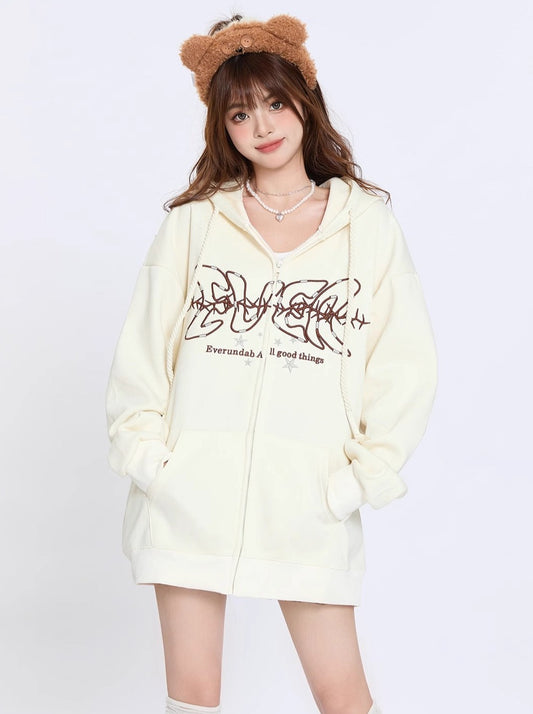 American Retro Letter Hooded Over Hoodie