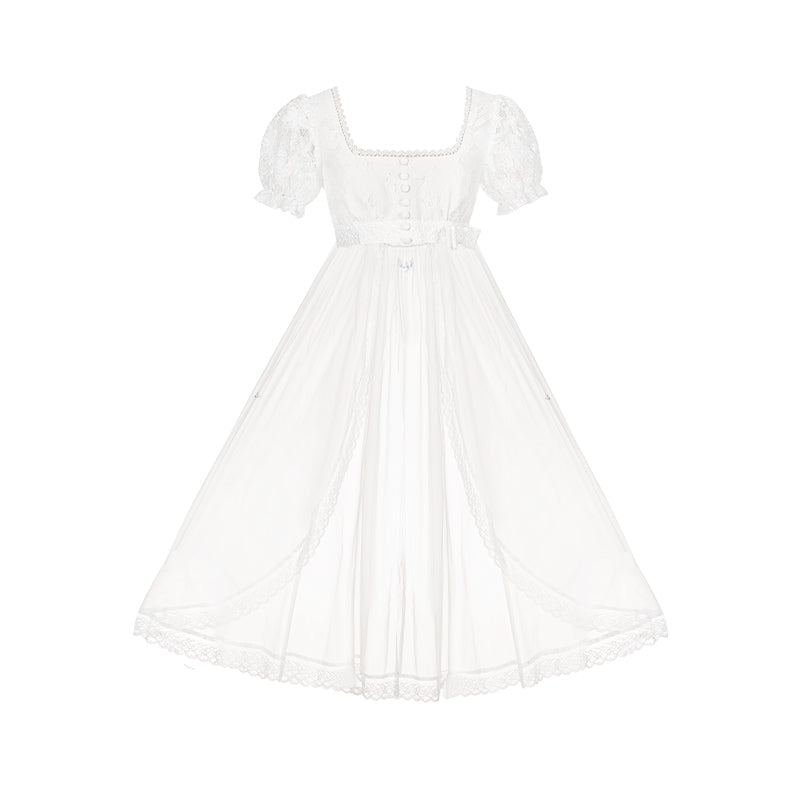 ホワイティトップス＋ストラップロリータドレス＋ヘアアクセサリー