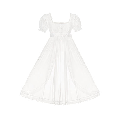 ホワイティトップス＋ストラップロリータドレス＋ヘアアクセサリー