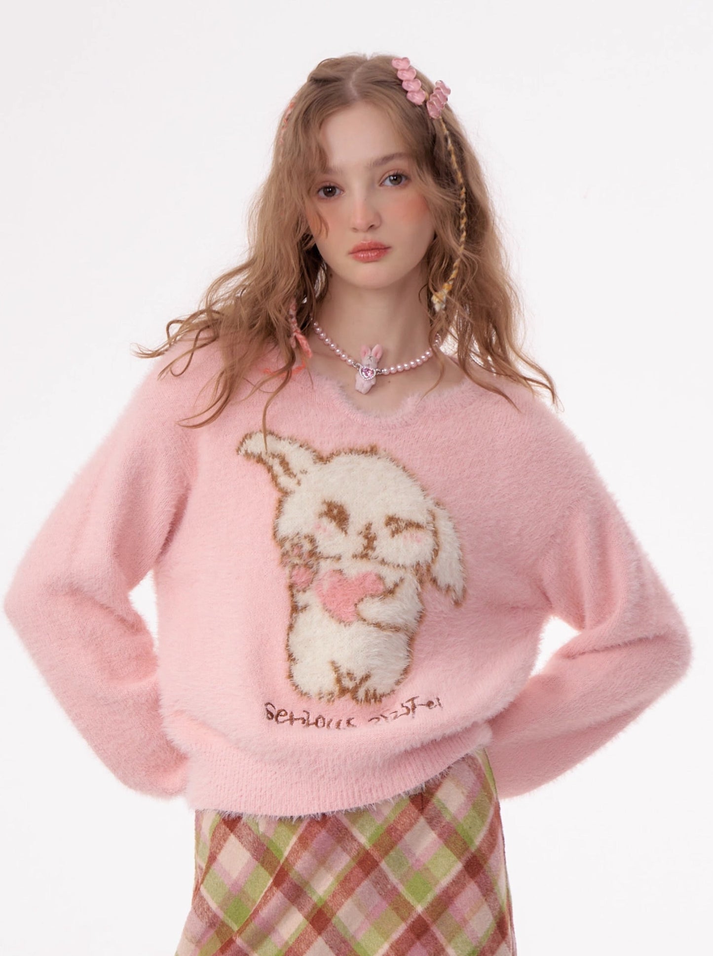 American Retro Wax Pullover Milk Type Fur Tops