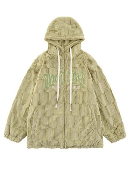 American retro lambswool velvet hooded padded jacket