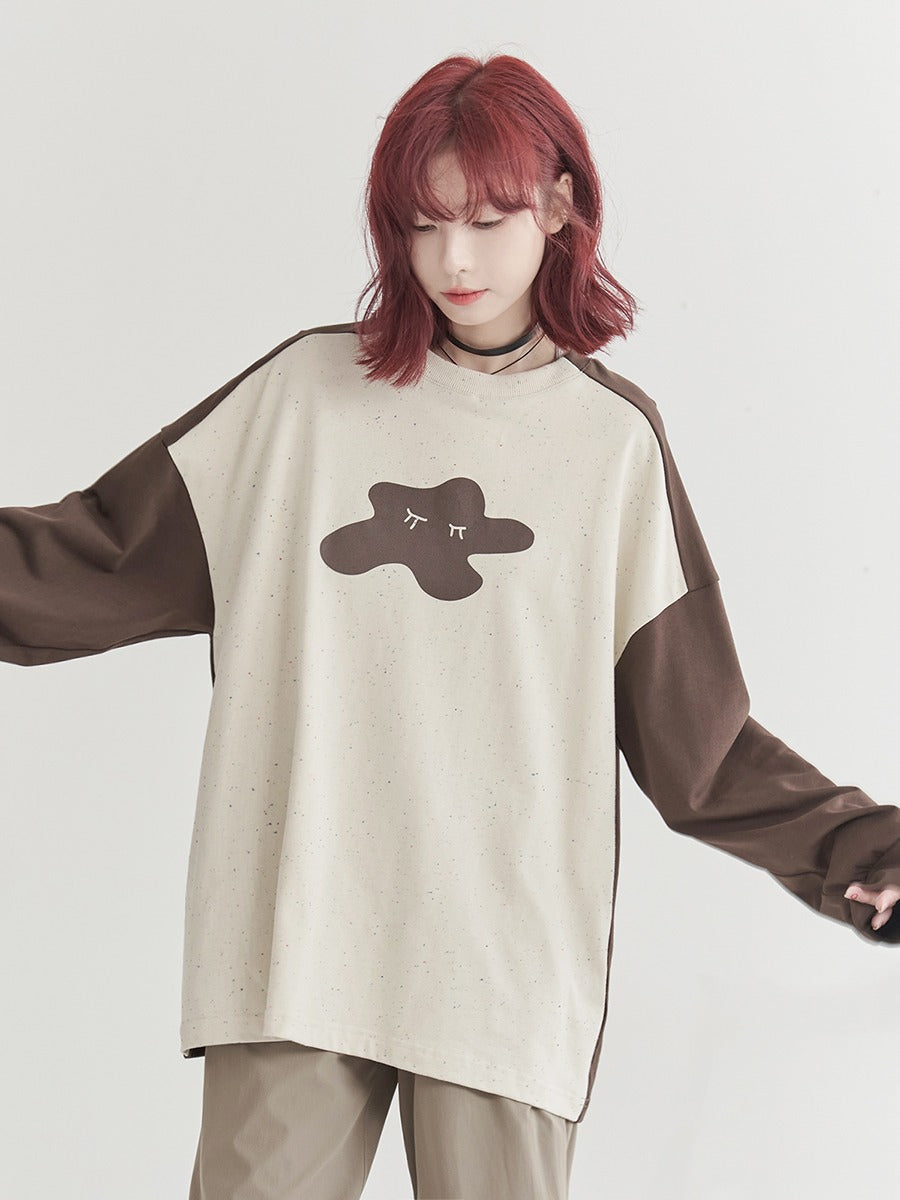 Contrast Color Raglan Sleeve Long T