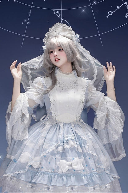 [Pre-order Deadline: September 23] Light Blue/Dark Blue Celestial Star Series Accessories (Ribbon Veil Hat, Ribbon Headband Kc, Wrist Cuffs, Choker)