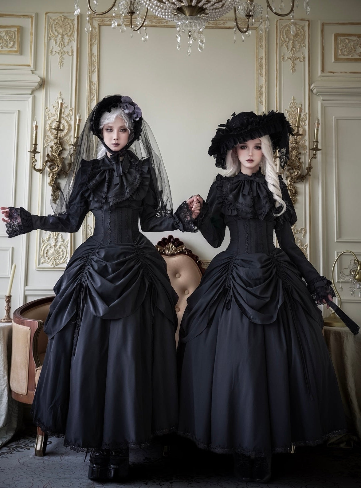 【1月3日予約締切】Return of the Witchesダークゴシックローズラッフルトップス＋プルアップコルセットスカート