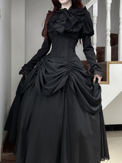 【1月3日予約締切】Return of the Witchesダークゴシックローズラッフルトップス＋プルアップコルセットスカート