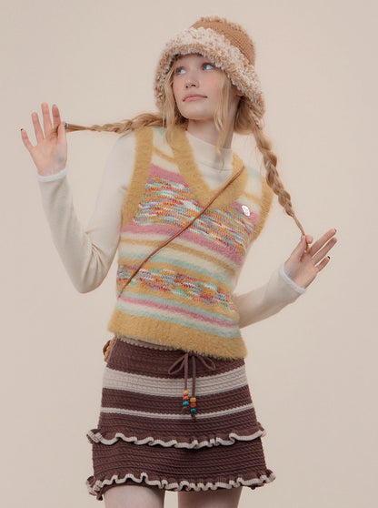 Colorful Dot American Retro Knit Vest