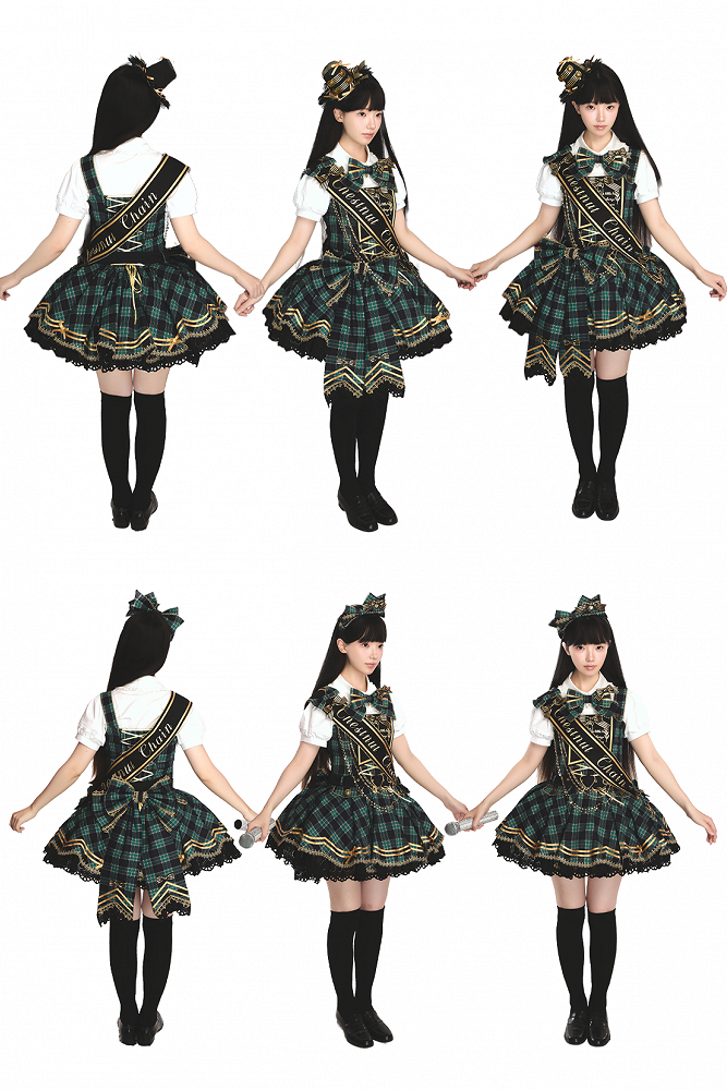 【7月18日予約締切】ブルー/レッド/グリーンアイドルロリータシリーズパフスリーブシャツ＋スカート