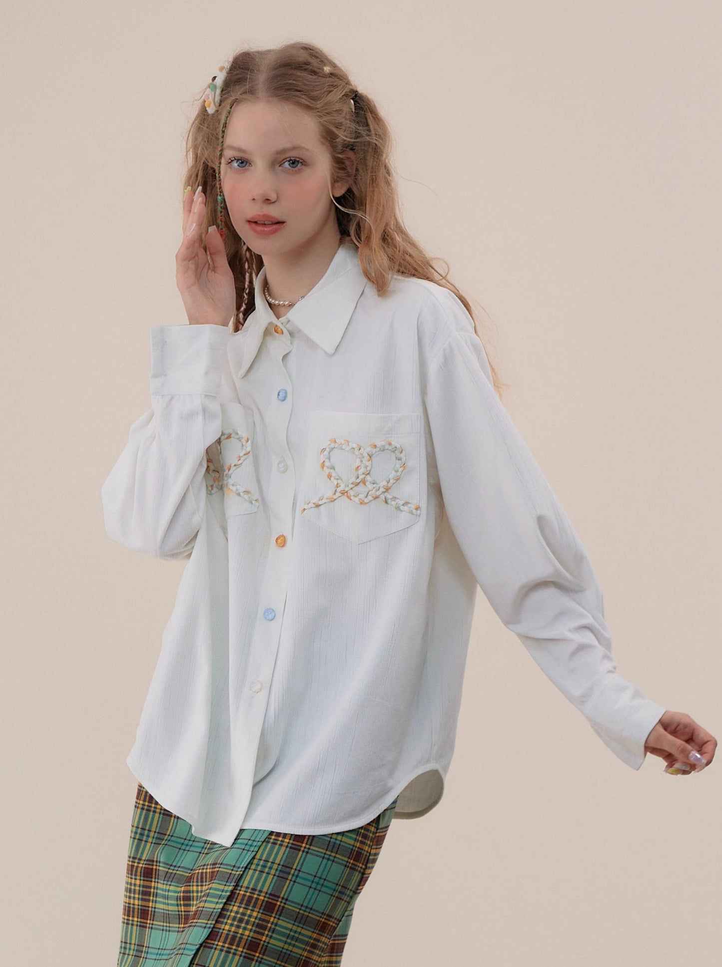 Ribbon Big Size Casual Sweet Shirt