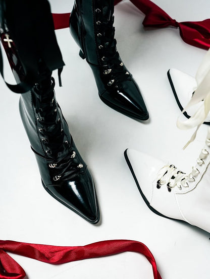 【12月19日予約締切】ポインテッドトゥゴシックロリータロングブーツ＋ブラックレーススペシャルバージョン