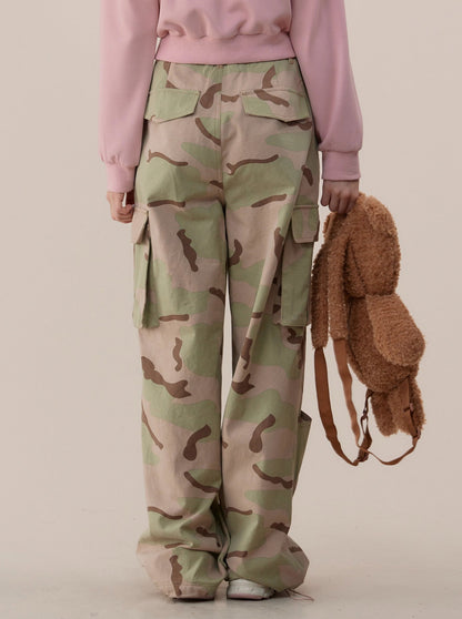 American High Waist Casual Camouflage Pants