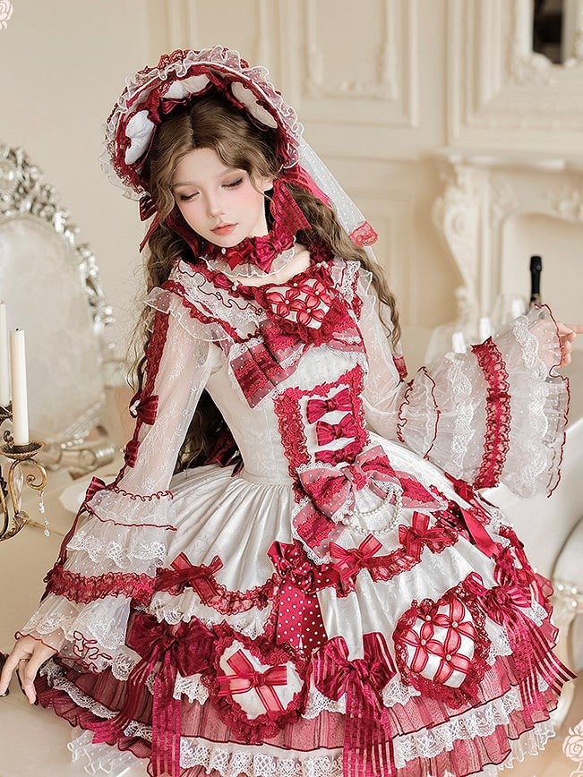 【12月26日予約締切】ピュアスイートローズファンタジークロスリボンレースベルスリーブシャツ