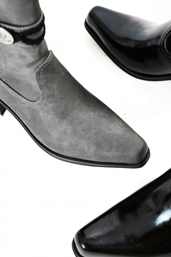 【9月7日予約締切】Black/White/Gray Gothic Lolita Prince Square Toe Retro Boots