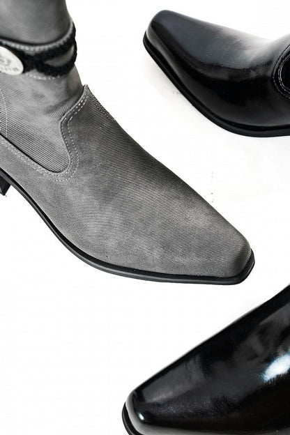 【9月7日予約締切】Black/White/Gray Gothic Lolita Prince Square Toe Retro Boots