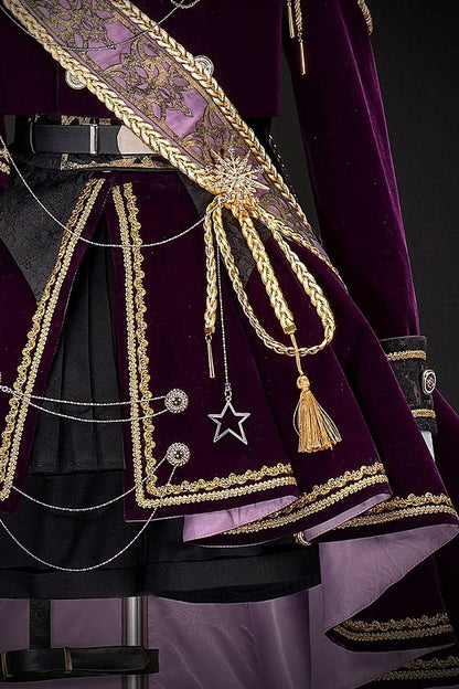 [Pre-order Deadline: December 7] Purple & Gold Royal Prince-Style Military Lolita Coordinated Outfit 1/2 + Full Set, Ouji Fashion