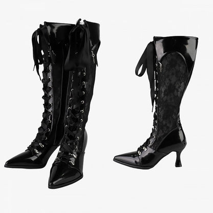 【12月19日予約締切】ポインテッドトゥゴシックロリータロングブーツ＋ブラックレーススペシャルバージョン